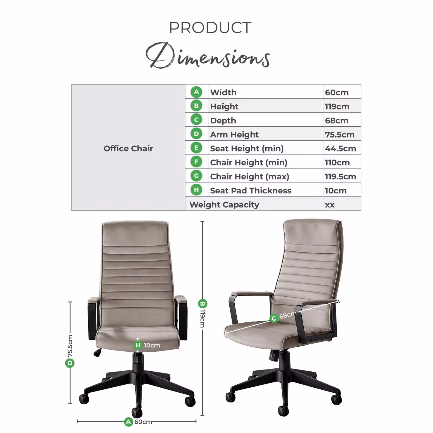 FurnitureboxUK Centro Beige Velvet Reclining Office Chair – 4