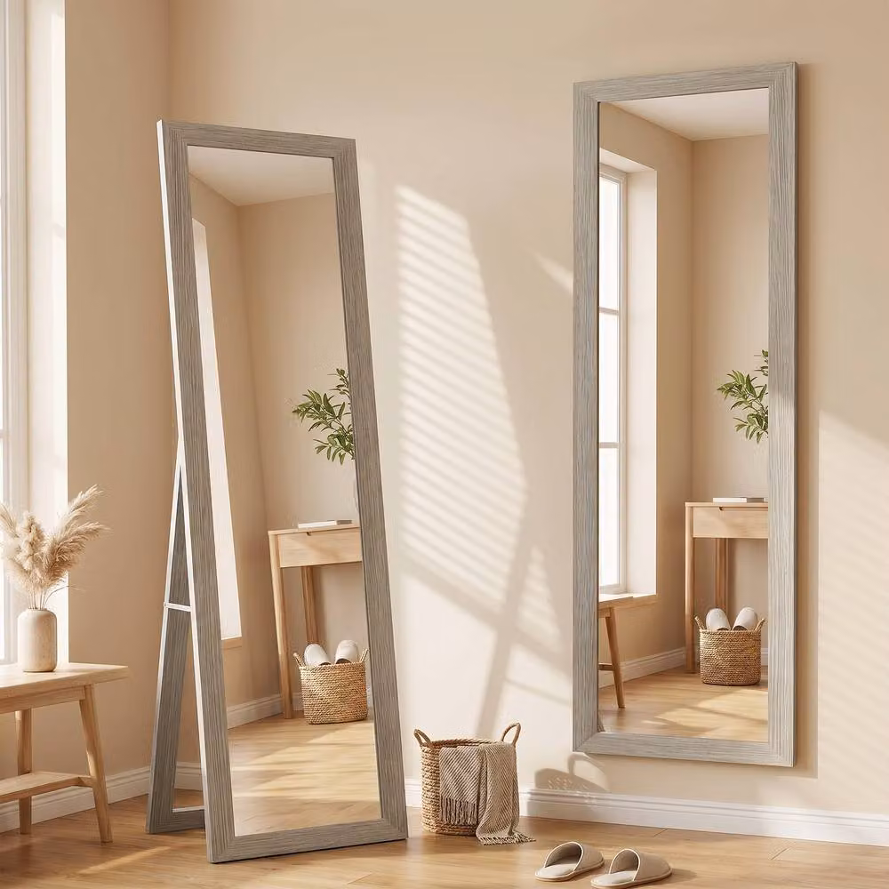 Rolipo Full Length Rectangular Mirror with Grey Wood Frame, W: 37 cm, H: 157 cm – 3