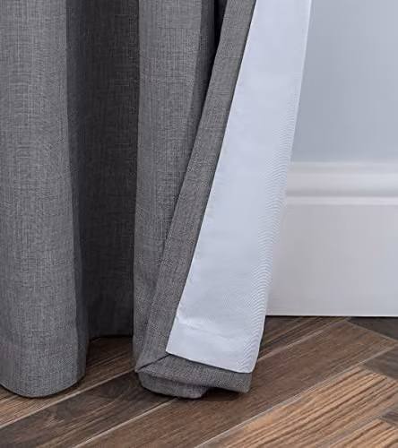 Sleepdown Linen Look Eyelet Blackout Curtains, Thermal Insulated and UV Resistant, Charcoal Grey, W: 117 cm, H: 137 cm – 3