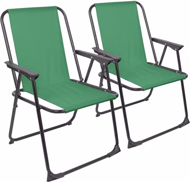 Harbour Housewares Maritime Folding Metal Beach Chair with Armrests in Green
