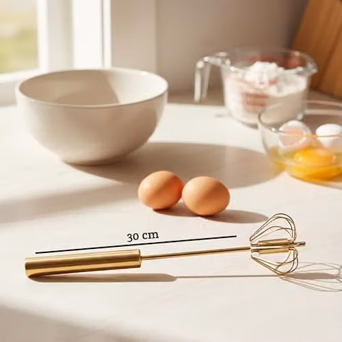 Orsina Stainless Steel Press and Spin Whisk in Gold and Silver, 30 cm – 2