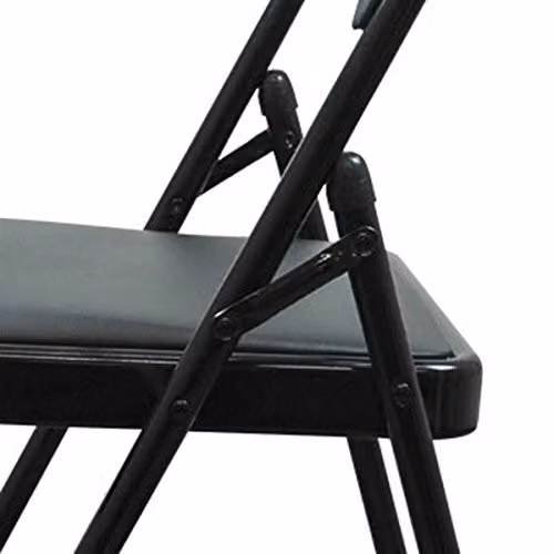 TekBox Folding Faux Leather Chair in Black with Metal Frame – 3