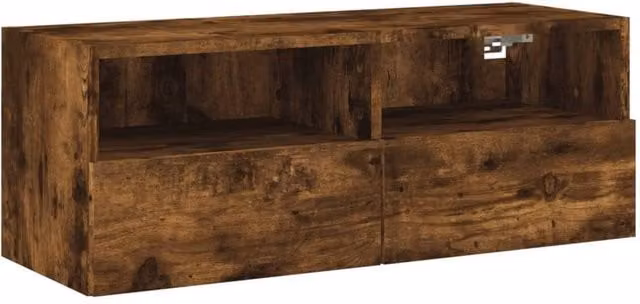 Berkfield Home Smoked Oak TV Wall Cabinet in Brown, W: 80 cm, D: 30 cm, H: 30 cm