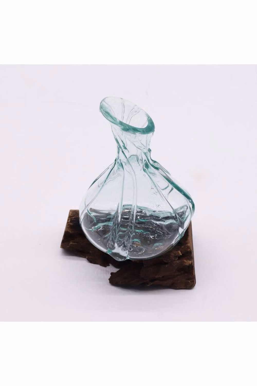 KDMD Handcrafted Turquoise Molten Glass Mini Decanter on Reclaimed Wood – 2