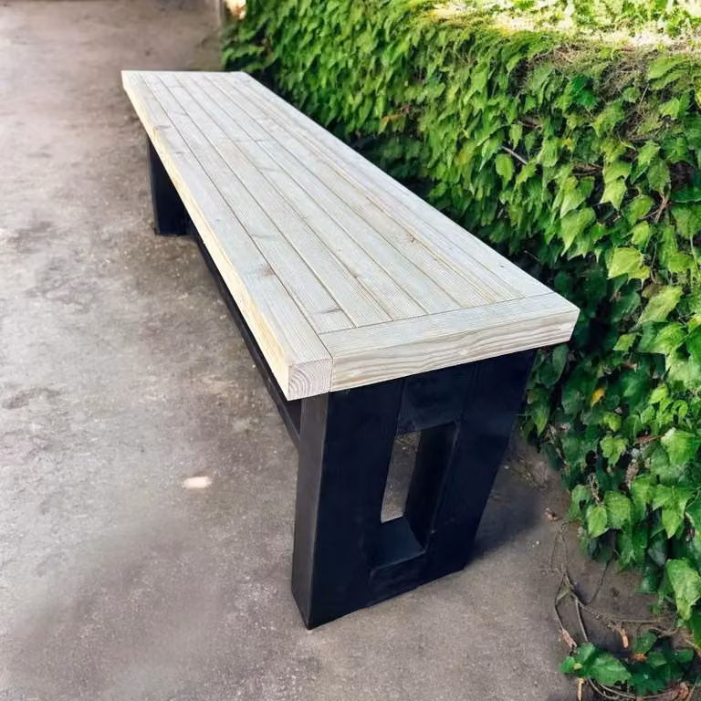 Buttercup Farm Garden Patio Bench in Brown Wood, W: 40 cm, D: 40 cm, H: 45 cm