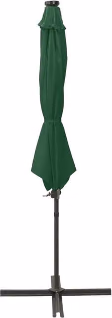 Berkfield Home Green Cantilever Garden Umbrella with LED Lights and Pole, W: 300 cm, H: 255 cm