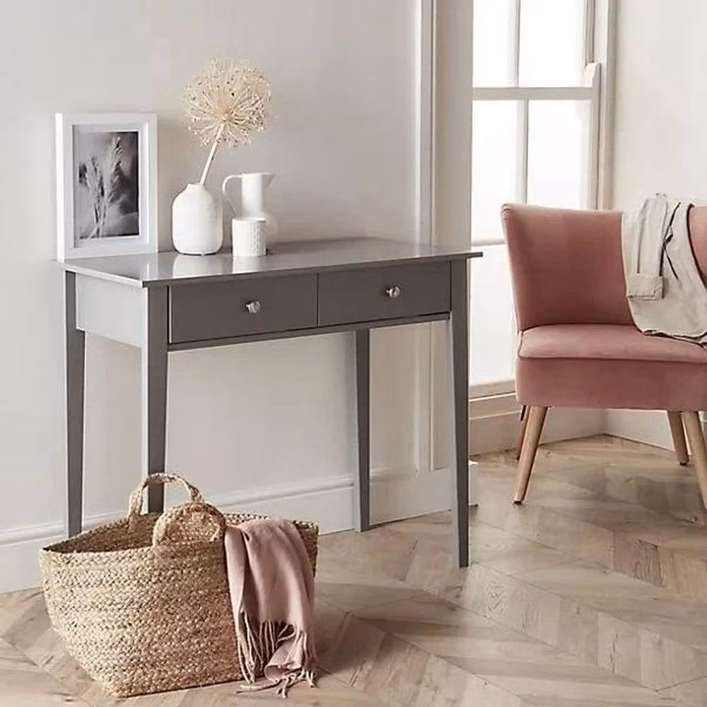 KORVIXA Modern Grey 2 Drawer Dressing Table – 2