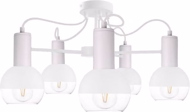 Netlighting Arne Multi Arm Semi Flush Ceiling Light, White, Diameter: 60 cm, 5x E27