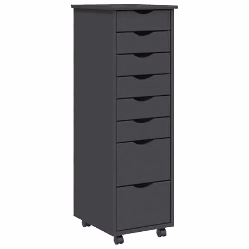 vidaXL Rolling Cabinet with Drawers in Grey Rustic Solid Pine Wood