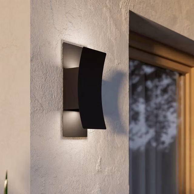 Eglo Verdolino Modern LED Tricolour Up and Down Wall Light, Black