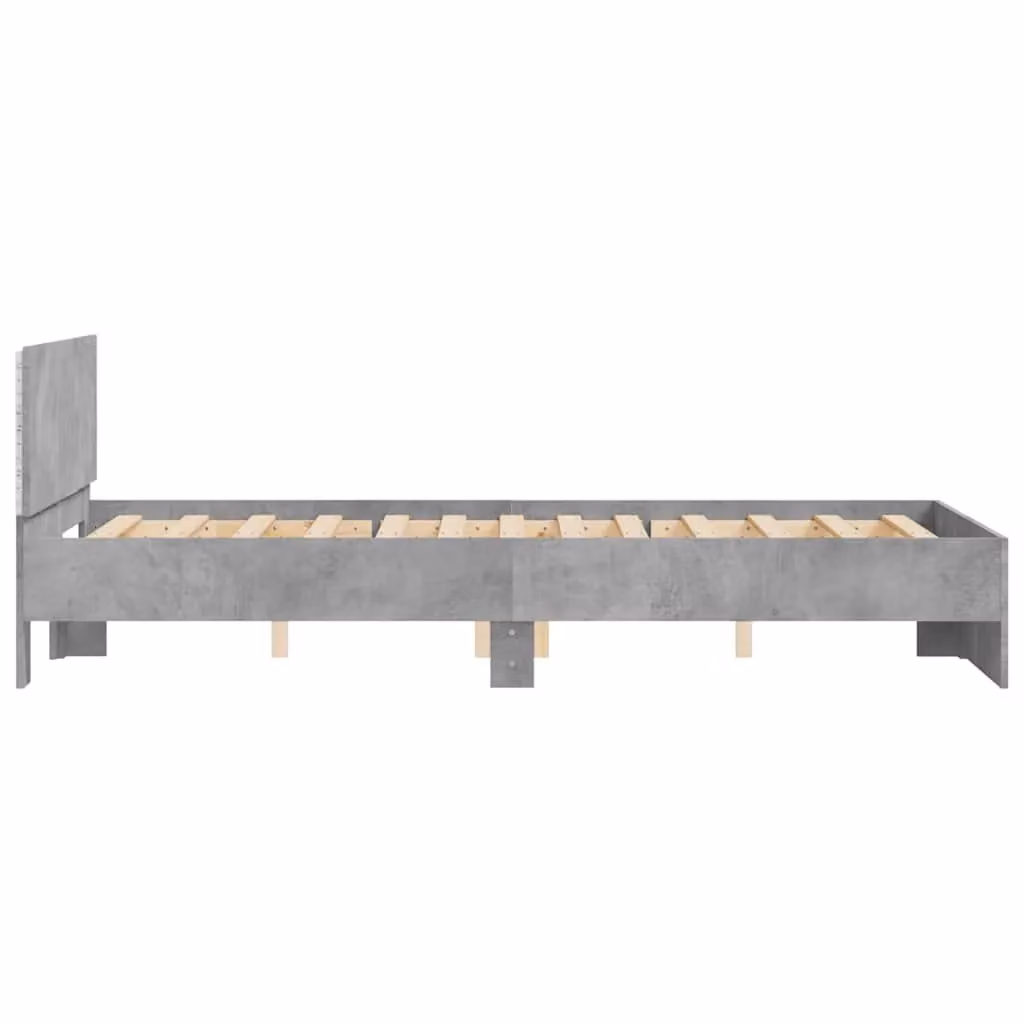 Berkfield Home Small Double Bed Frame with Headboard, LED Under-Bed Lighting and USB Charging Port, Concrete Grey, W/D/H: 120 x 200 cm – 3