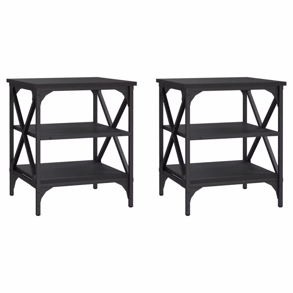 Berkfield Home Set of 2 Black Side Tables, W/D/H: 40 x 42 x 50 cm – 2
