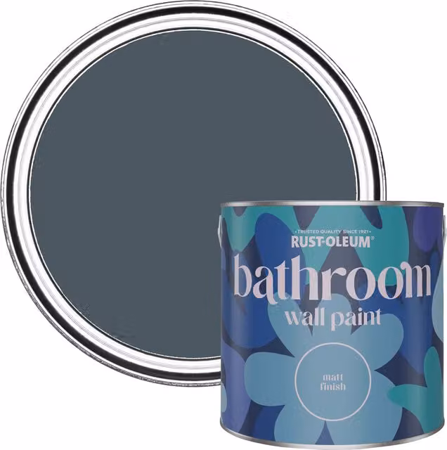 Rust-Oleum Deep Sea Green and Blue Matt Water-Based Bathroom Wall and Ceiling Paint, 2.5L – 1