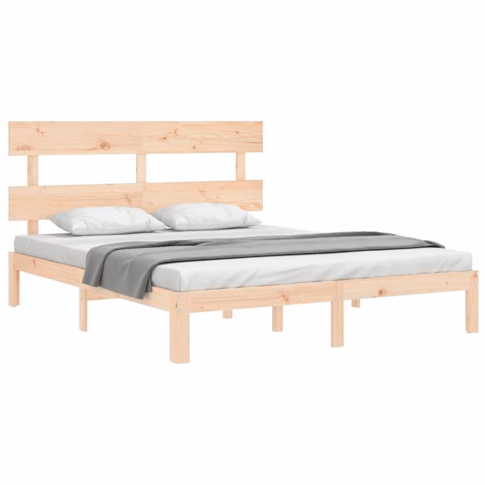 Berkfield Home Beautiful Bed Frame in Light Tan Solid Wood Pine, W/D/H: 160 x 200 x 81 cm – 2