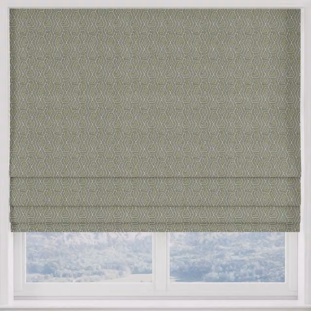 Terrys Manhattan Made to Measure Blackout Roman Blind in Green Graphic Polyester