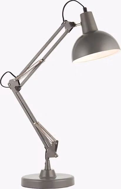 Perch & Parrow Industrial Metal Dome Table Lamp in Grey