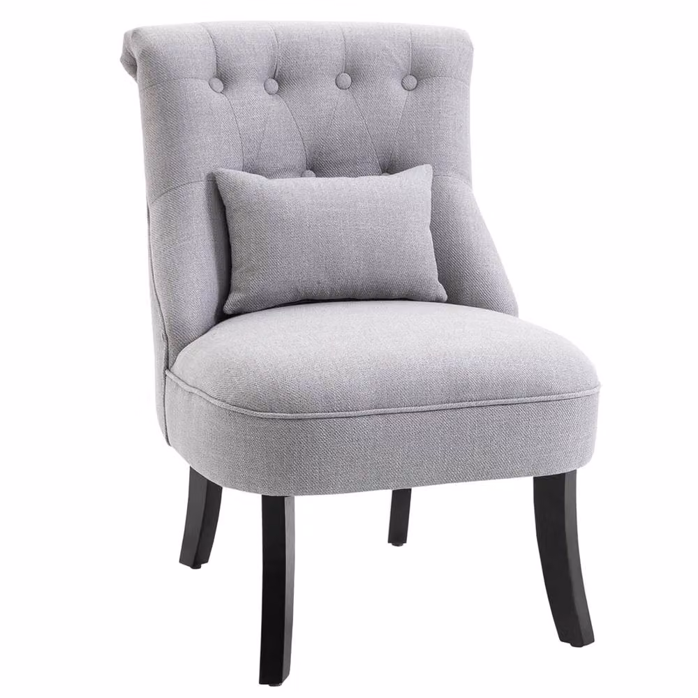 Wyld Haus Grey Fabric Tub Accent Chair with Button Tufting and Rubberwood Legs – 2