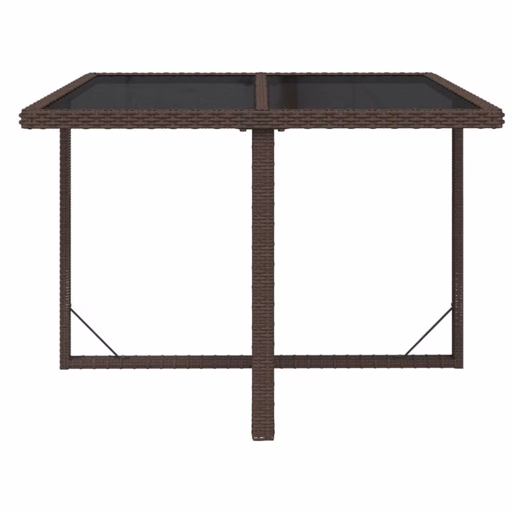 Berkfield Home Brown Poly Rattan and Glass Extendable Garden Table W/D/H: 109 x 107 x 74 cm – 3