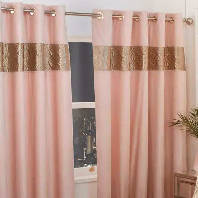 Rapport Home Capri Opaque Eyelet Curtains, Pair, Pink, Black and Gold