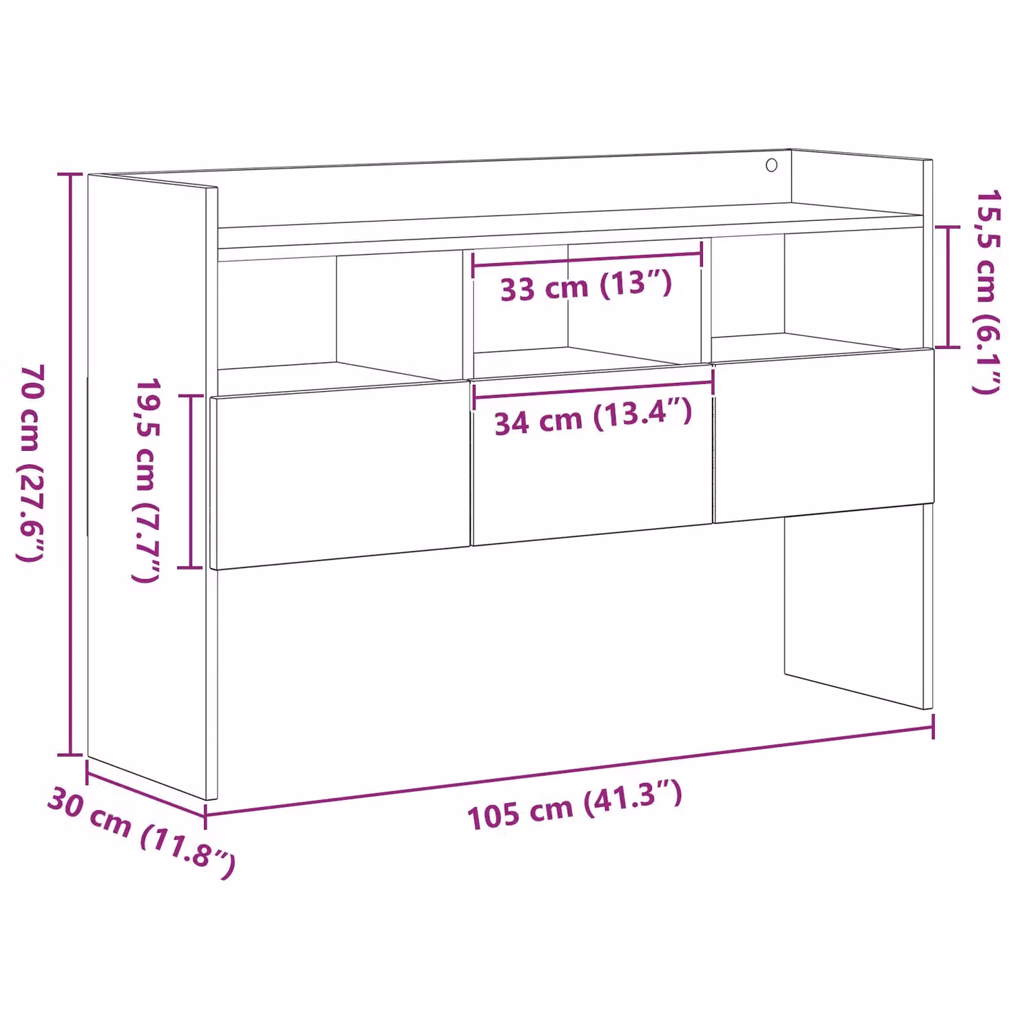Berkfield Home Black Oak Sideboard in Black Engineered Wood, W/D/H: 105 x 30 x 70 cm – 5