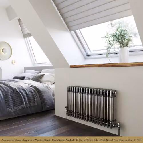 UK Radiators Alpha 4 Column Horizontal Traditional Cast-Iron Style Radiator in Raw Metal Silver, H: 50 cm, W: 76.8 cm – 3