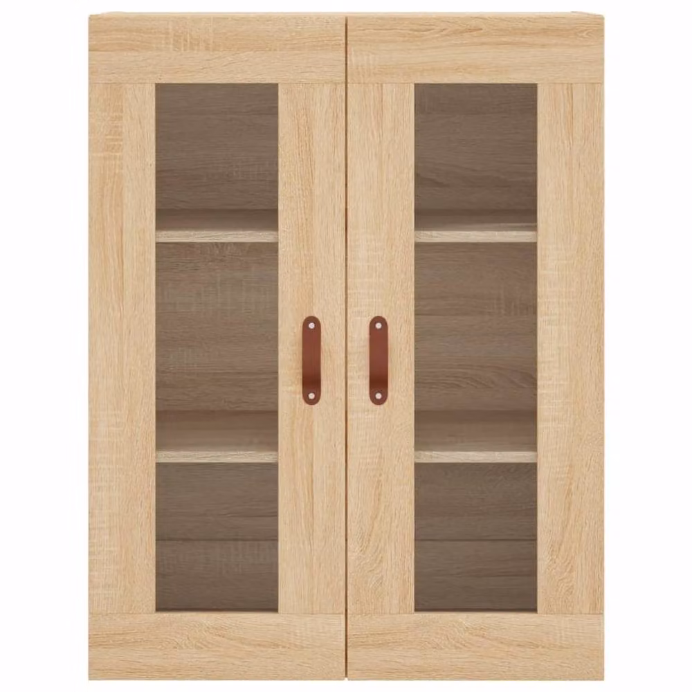 Berkfield Home Set of 2 Wall Mounted Cabinets in Light Oak Sonoma with Glass Doors – 3