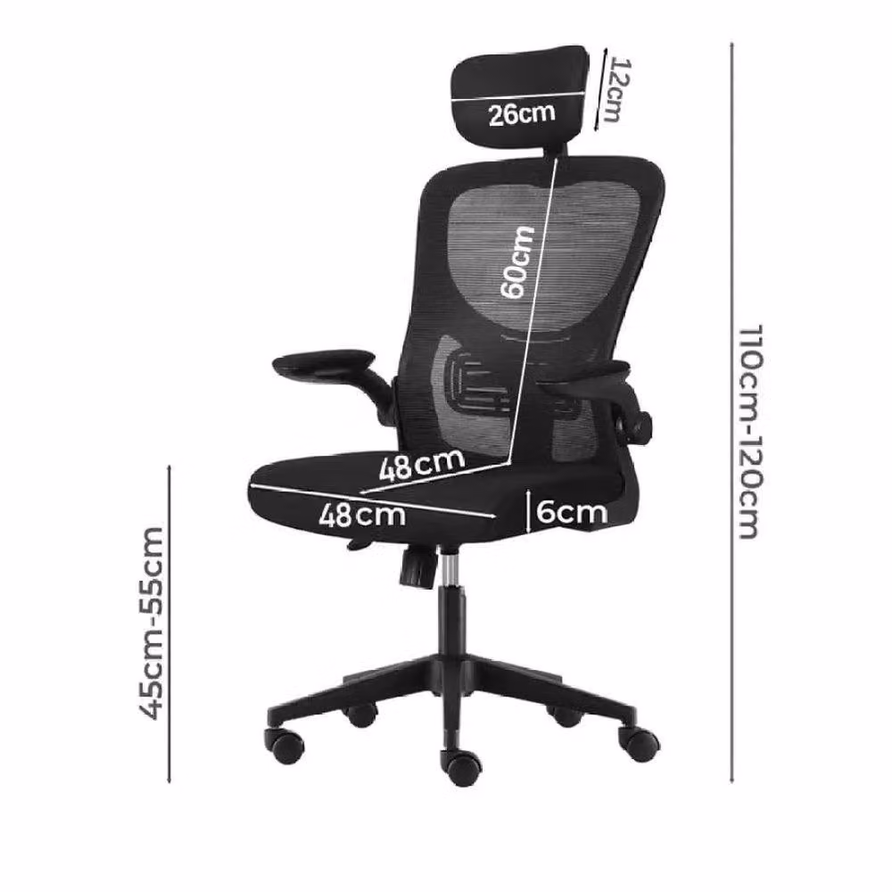 NESTLUNE Black Fabric Executive Swivel Office and Gaming Chair with Headrest and Armrests – 2