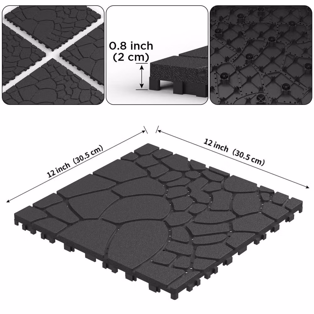 NIVOR 44 Piece Composite Plastic Decking Tiles for Indoor and Outdoor Flooring, W/D/H: 30 x 30 x 30 cm – 2