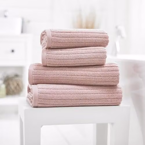 Deyongs Rialto Soft Ribbed Zero Twist 480 GSM 100% Cotton Bath Towel in Pink