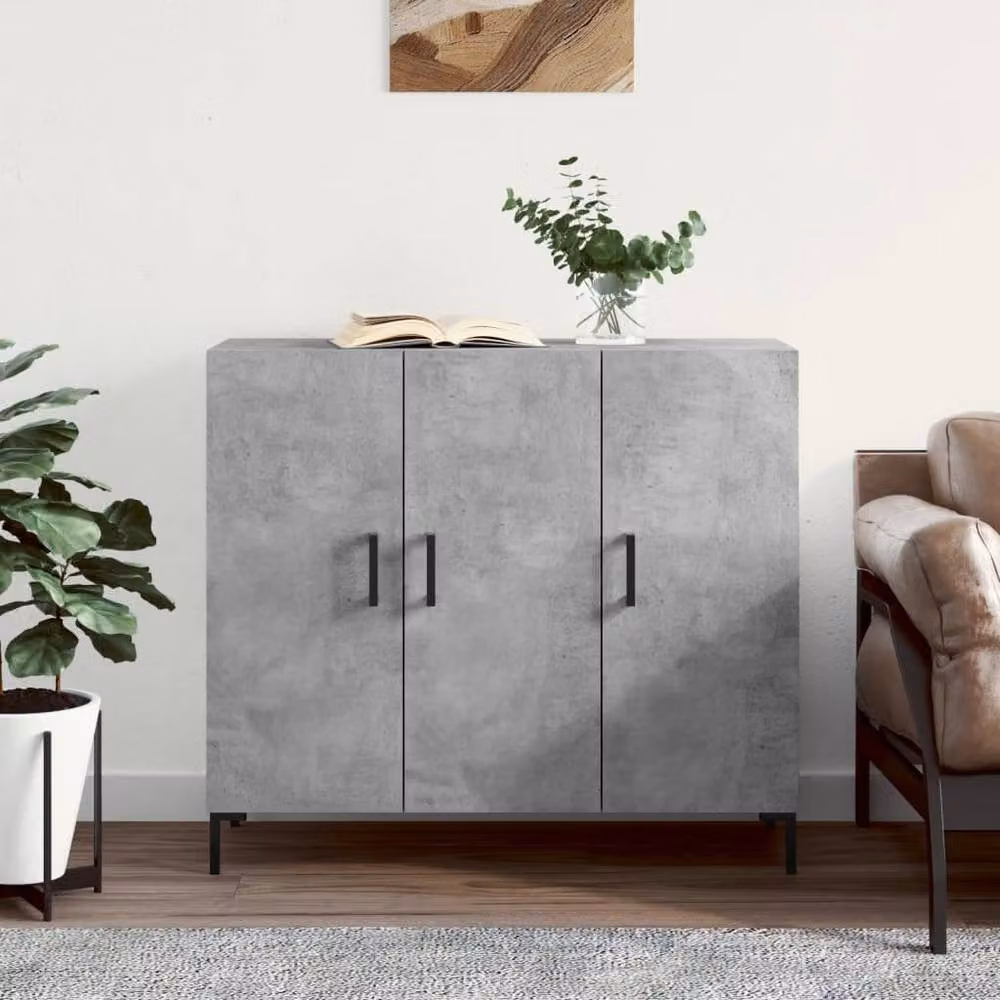 Berkfield Home Industrial Sideboard in Concrete Grey, W/D/H: 90 x 34 x 80 cm – 2