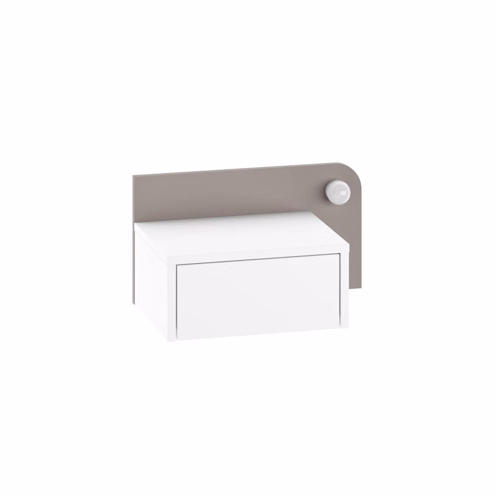Decortie Dotta Modern Wall Mounted Bedside Table with Integrated Lighting in White and Grey – 3