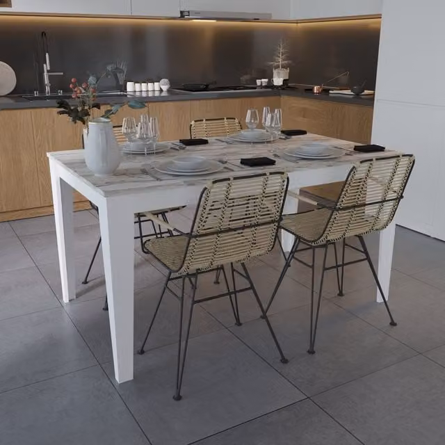Decorotika Bud Modern Rectangular Dining Table in White