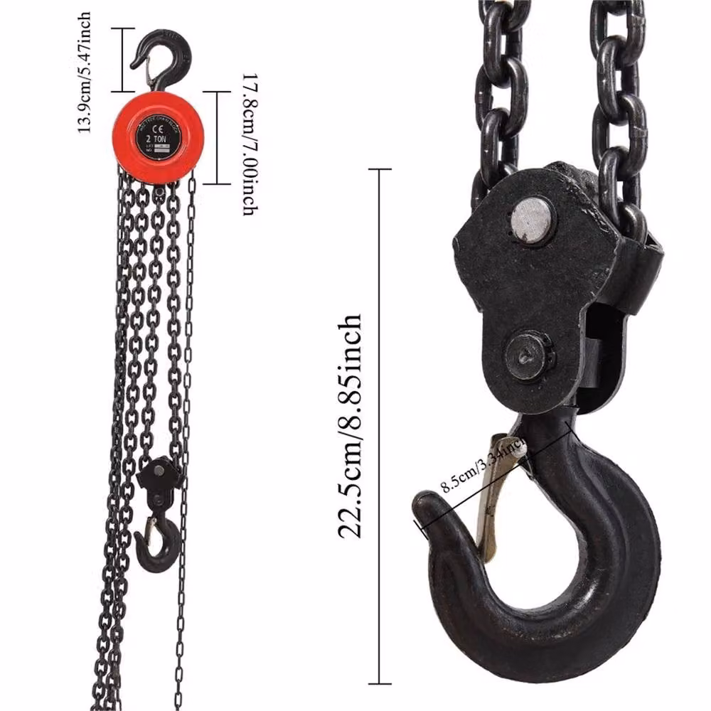 Nordara 2 Ton Round Manual Chain Hoist in Red with 3m Lifting Height – 2