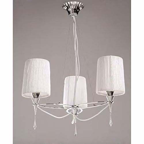 Netlighting Lucca 3-Light Pendant Lamp in Chrome with White Shades and Grey Crystal – 2