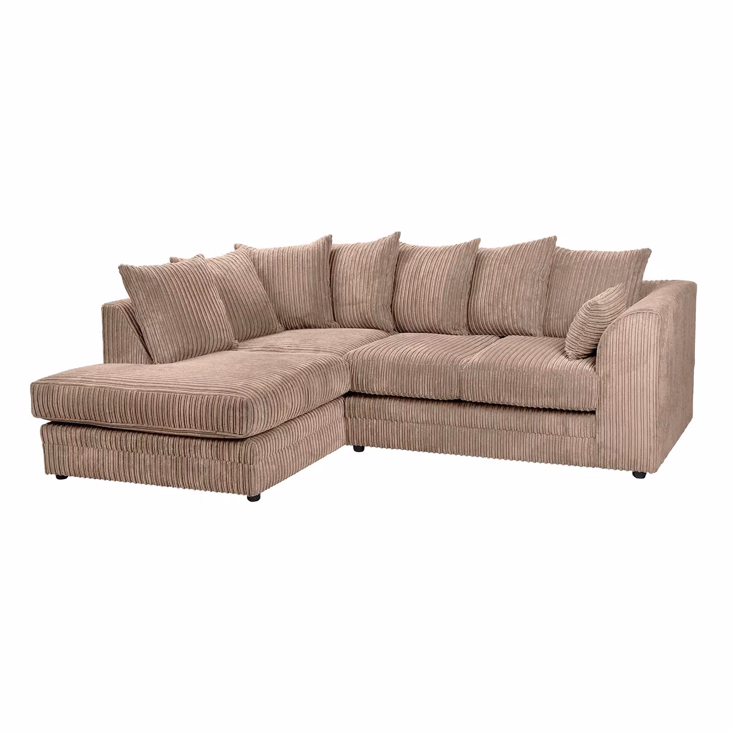 LUXURY LIFE Dylan Left Hand Facing L-Shape Corner Sofa in Light Brown Jumbo Cord Fabric – 2