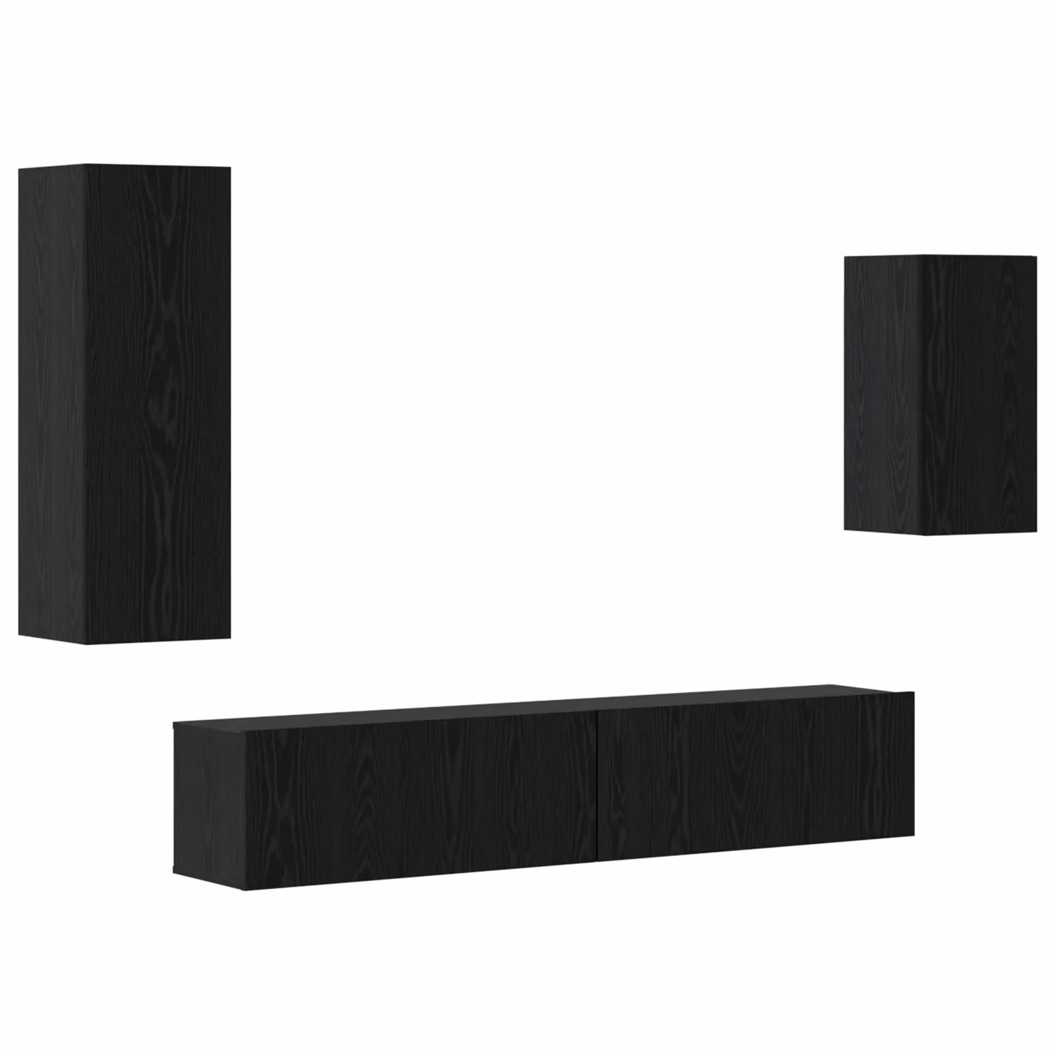 Berkfield Home 4-Piece Wall-Mounted TV Cabinet Set with Storage and Door in Black Oak, W/D/H: 30.5 x 30.5 x 90 cm – 2