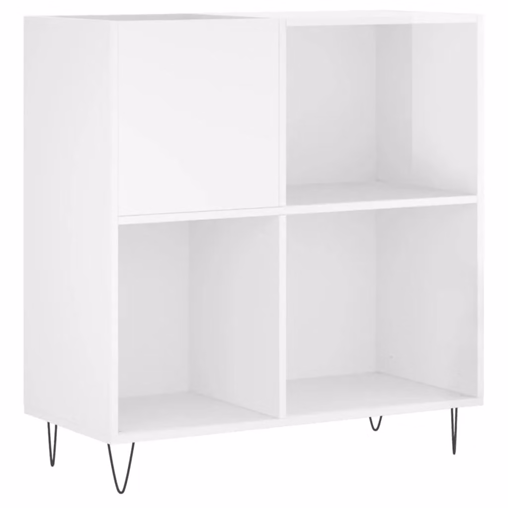 Berkfield Home Record Cabinet in High Gloss White, W: 84.5 cm, D: 38 cm, H: 89 cm