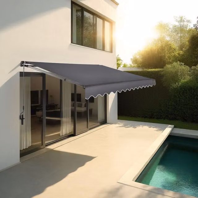 tectake Ornella Retractable Wall-Mounted Awning with Crank and Wall Bracket, Grey, Width: 250 cm