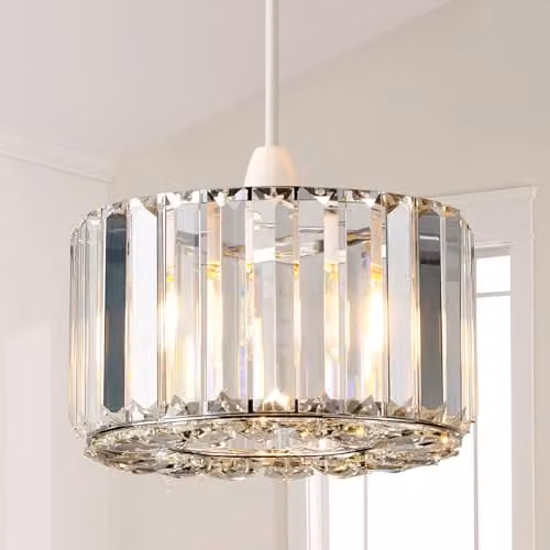 Harper Living Modern Chrome Easy Fit Cylinder Pendant Shade, Diameter: 23 cm – 1