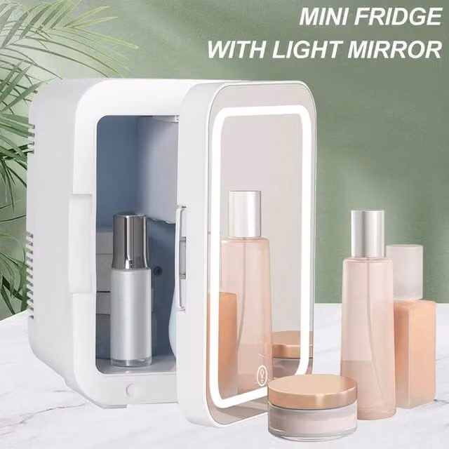 FLAVORA 10L Portable Mini Fridge and Warmer with LED Mirror in White, W/D/H: 100 x 15 x 35 cm – 1