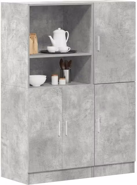 Berkfield Home 2 Piece Wall Mounted Kitchen Cabinet Set in Matt Grey Engineered Wood