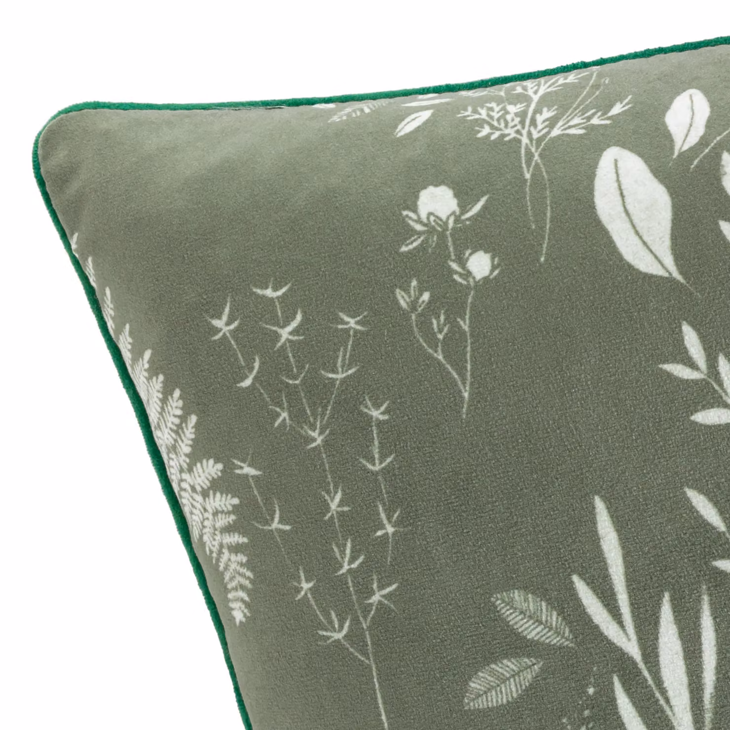 Furn Fearne Green Floral Printed Velvet Reversible Square Cushion, W/D/H: 50 x 50 x 50 cm – 6