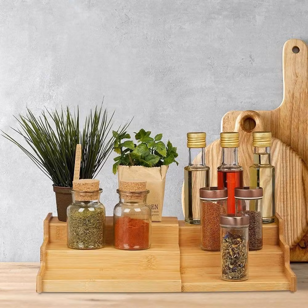 EONLION 3 Tier Brown Bamboo Spice Rack Organiser – 3