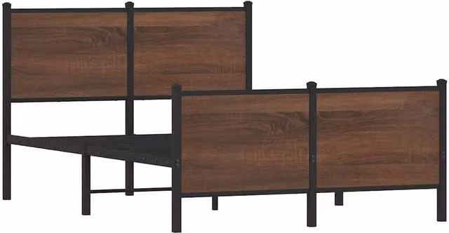 Berkfield Home Industrial Metal Bed Frame with Drawers in Brown Oak, W/D/H: 120 x 200 x 91.5 cm – 1