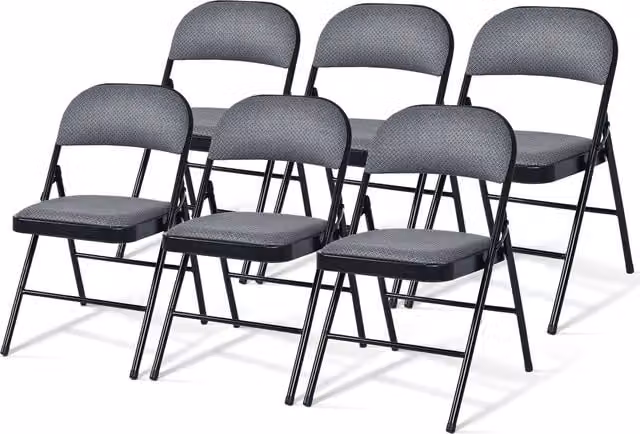 COSTWAY 6-Piece Grey Fabric and Metal Folding Camping Stools