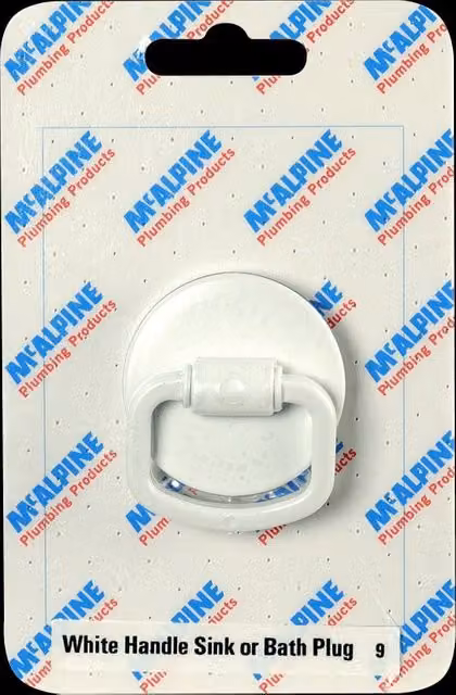 McAlpine CARD-9 Durable Rubber Sink or Bath Plug with Handle, White