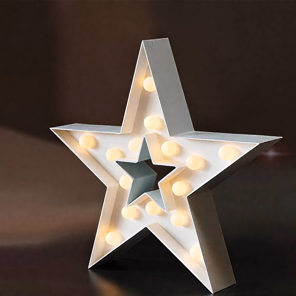 Bright Zeal White Star Marquee Light with Timer, 33 cm – 2
