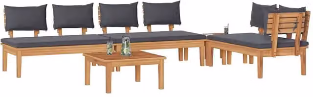 Berkfield Home 5 Piece Garden Dining Set with Cushions in Brown Solid Teak Wood