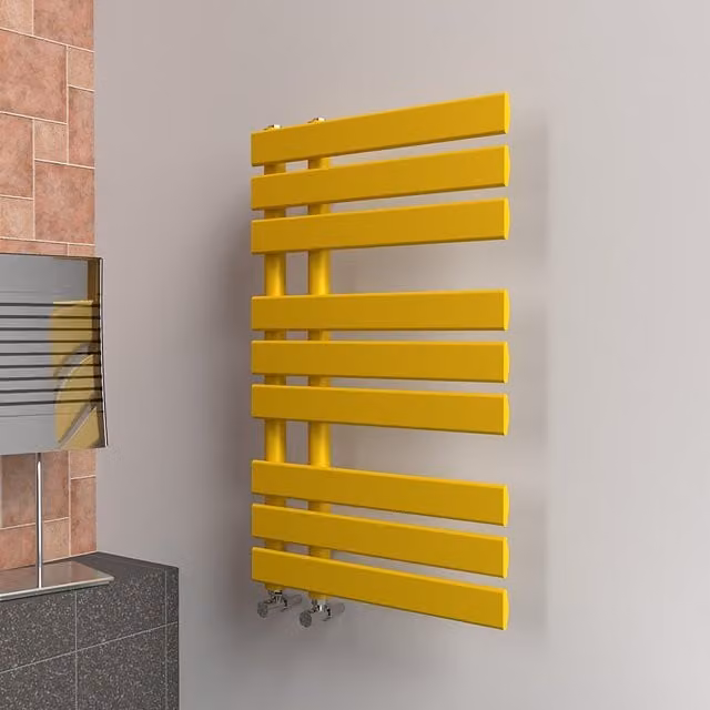 Lux Heat Open Flat Coloured Towel Radiator in Sunflower Yellow, W/H: 50 x 80 cm