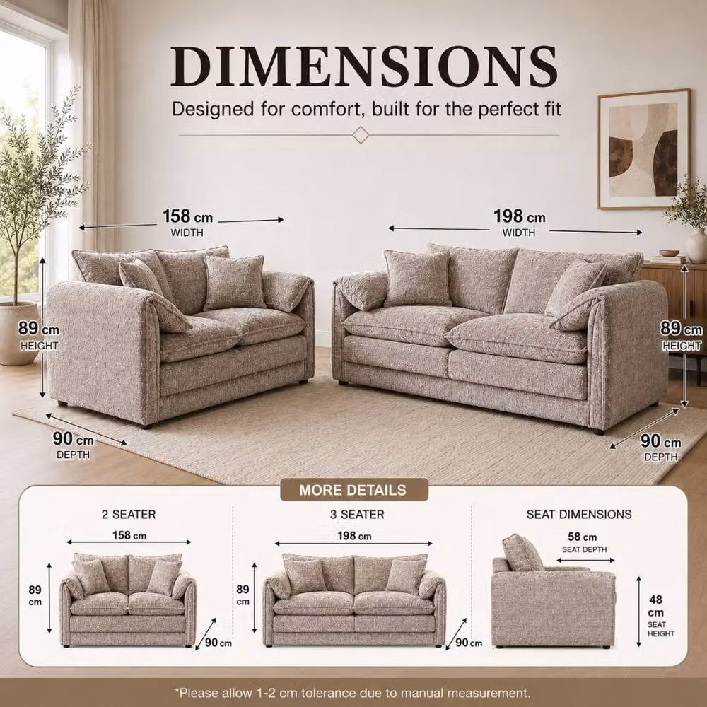 Stratus Interiors Solaya Modern Beige Fabric Sofa with Scatter Cushions – 4